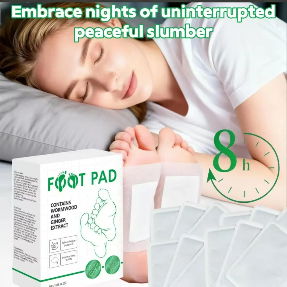 30 Paar Fuß-Detox-Pads, Detox-Fußpolster für guten Nachtschlaf, mit natürlichem Bambus und Ingwer, lindert Müdigkeit, nicht auslaufendes Design