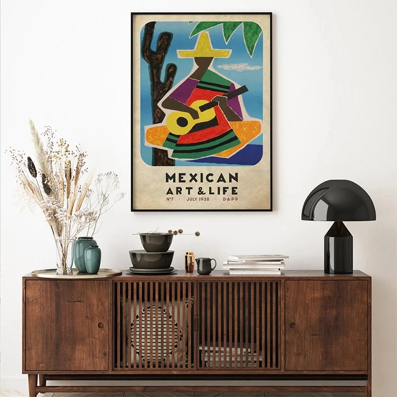 Pósteres e impresiones de la exposición de arte y vida mexicana vintage, impresión en lienzo, cuadro artístico de pared para la decoración del hogar con temática de la cultura mexicana, regalos