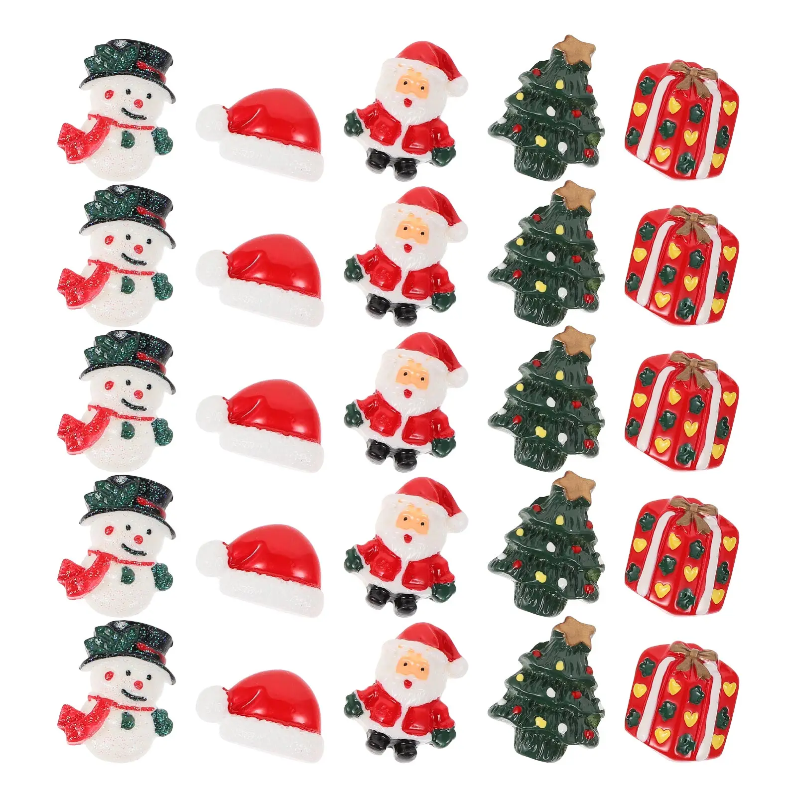 

25pcs Christmas Figurine DIY Resin Patches Hair Clip Materials Cartoon Accessories Xmas Design Decorative Supplies