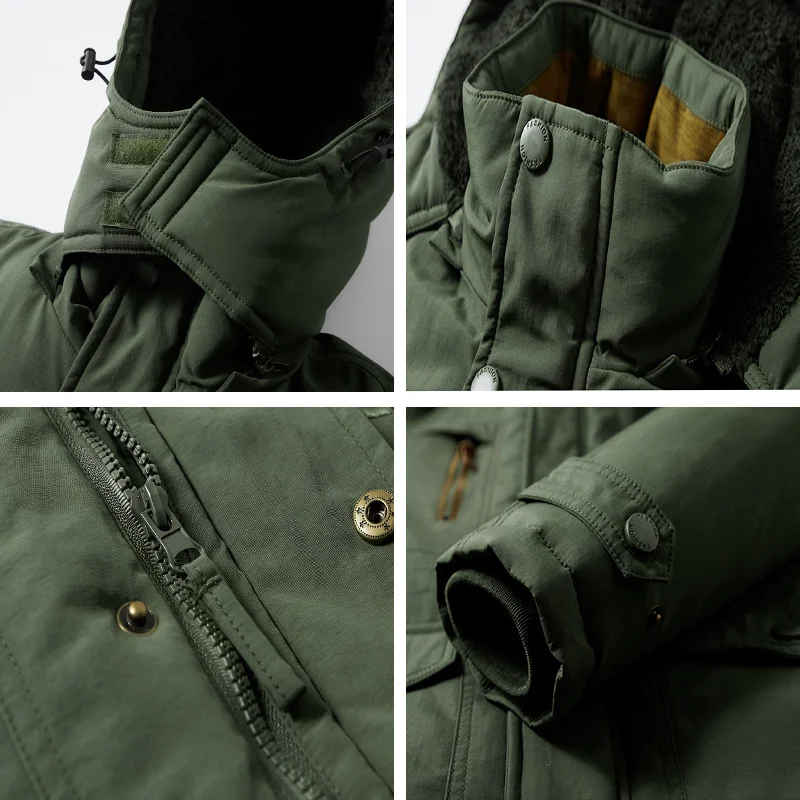 Winter Mens Military Parkas Casual Fleece Thick Warm Men Windproof Fashion Jackets Hooded Windbreaker Cotton Jacket