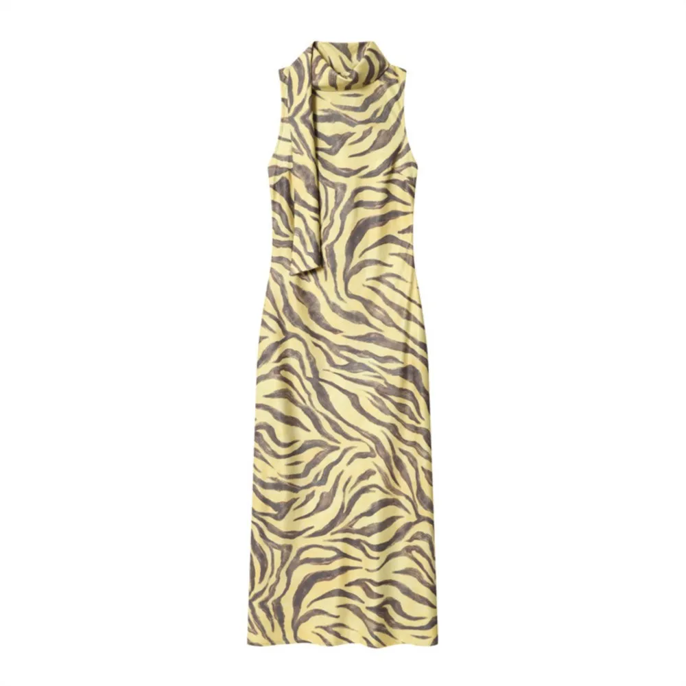 MsChuh Women's Casual Dresses Sleeveless Zebra‑print Dress Vestido For Woman Simple Style All-match Temperament Vacation Holiday