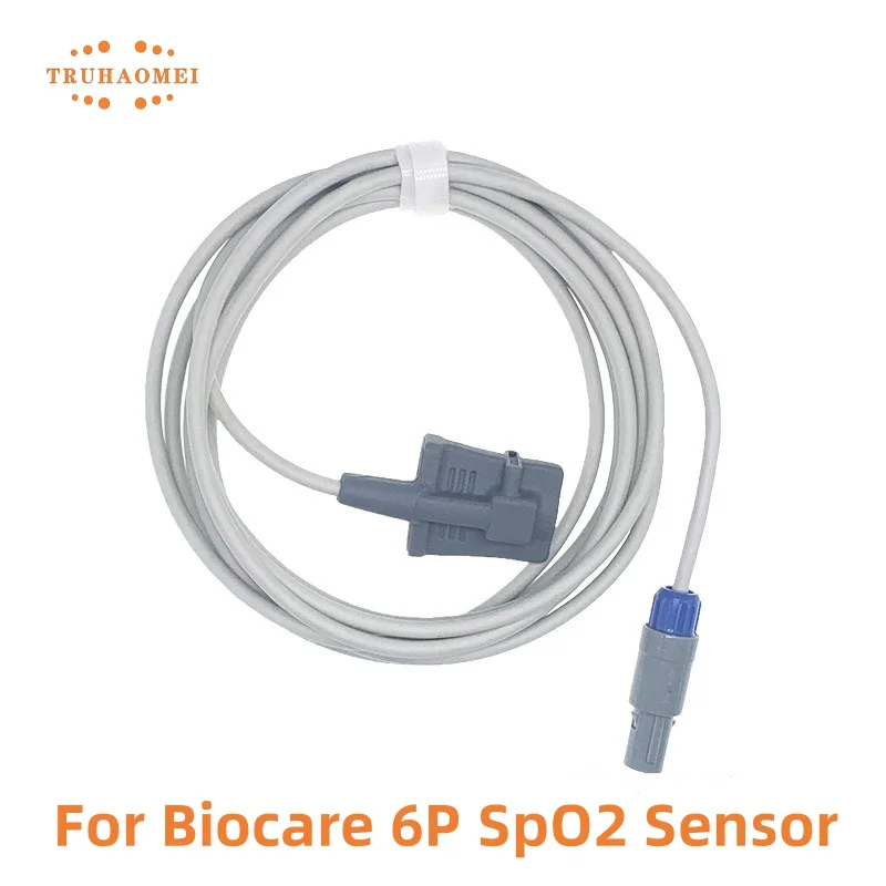 Biocare iM7 iM8 iM12 iM15 SAO2 프로브 긴 와이어 단일 슬롯 성인 어린이 신생아 소아용 6 핀 재사용 가능한 SpO2 센서
