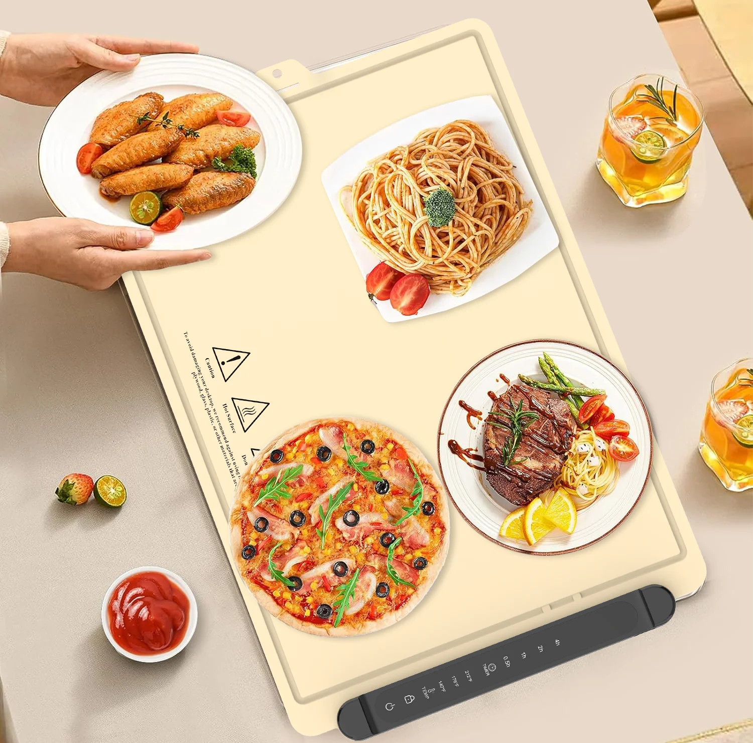 

Electric Silicone heating Board Mat Drying Pad Foldable Heated Food Mat with Tray Plate Warmer Mat Dish for Food Warmer PlateMat