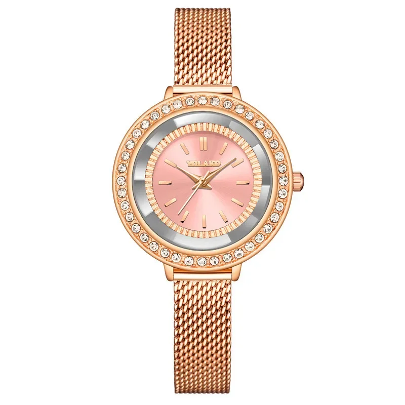 Minimalist Rose Gold Stainless Steel Women Watches Fashion Magnet Buckle Ladies Wristwatches Rhinestone Woman Quartz Watch