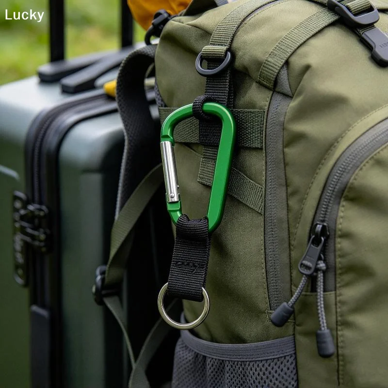 1Pcs Aluminum Carabiner With Webbing Key Ring Portable Quick-Attach Mounting Hook For Outdoor Tools Accessories