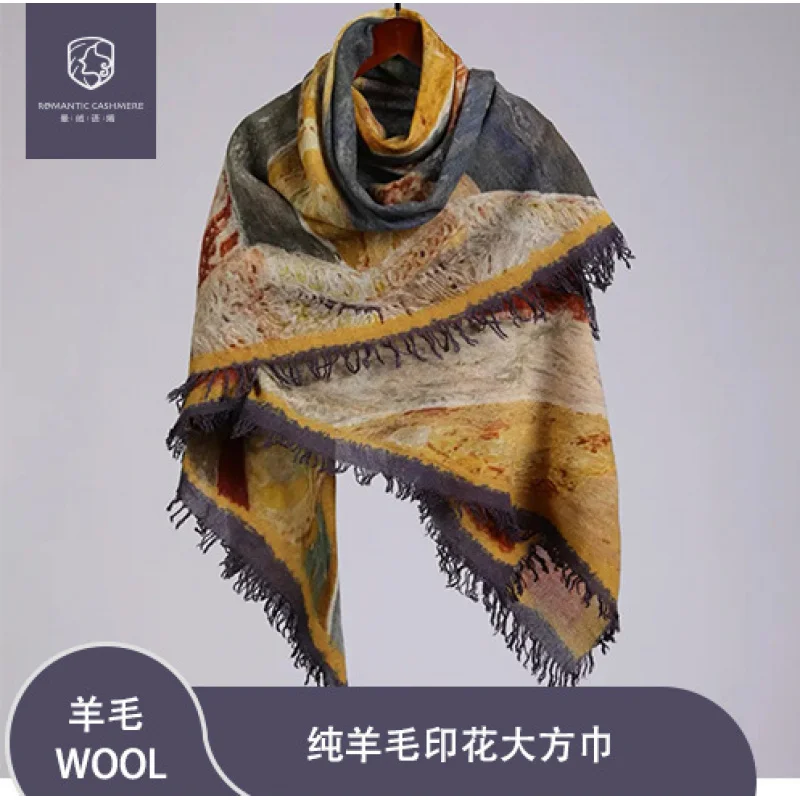 

Шерстяной шарф 2025 года, женский шарф из 100% шерсти на осень-зиму, теплый