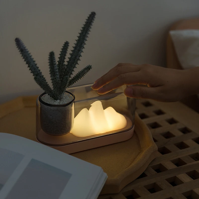 Plant Lamp Mountain Night Light Desktop Plant Lamp Bedroom Bed LED Charging Atmosphere  Dimmable Night Light