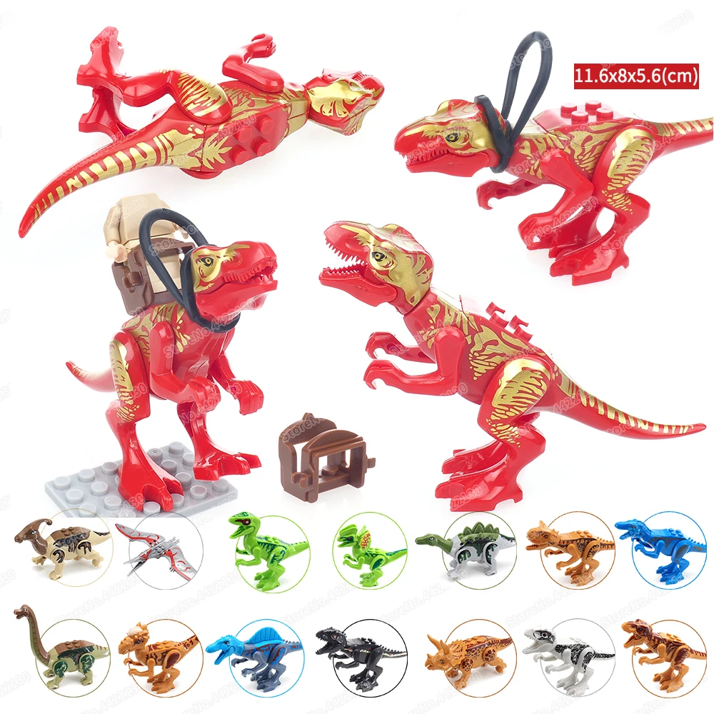 Red Tyrannosaurus Knight Set Building Block Moc Figures Training War Dragon World War Assemble Scenes Model Child Gifts Boy Toys