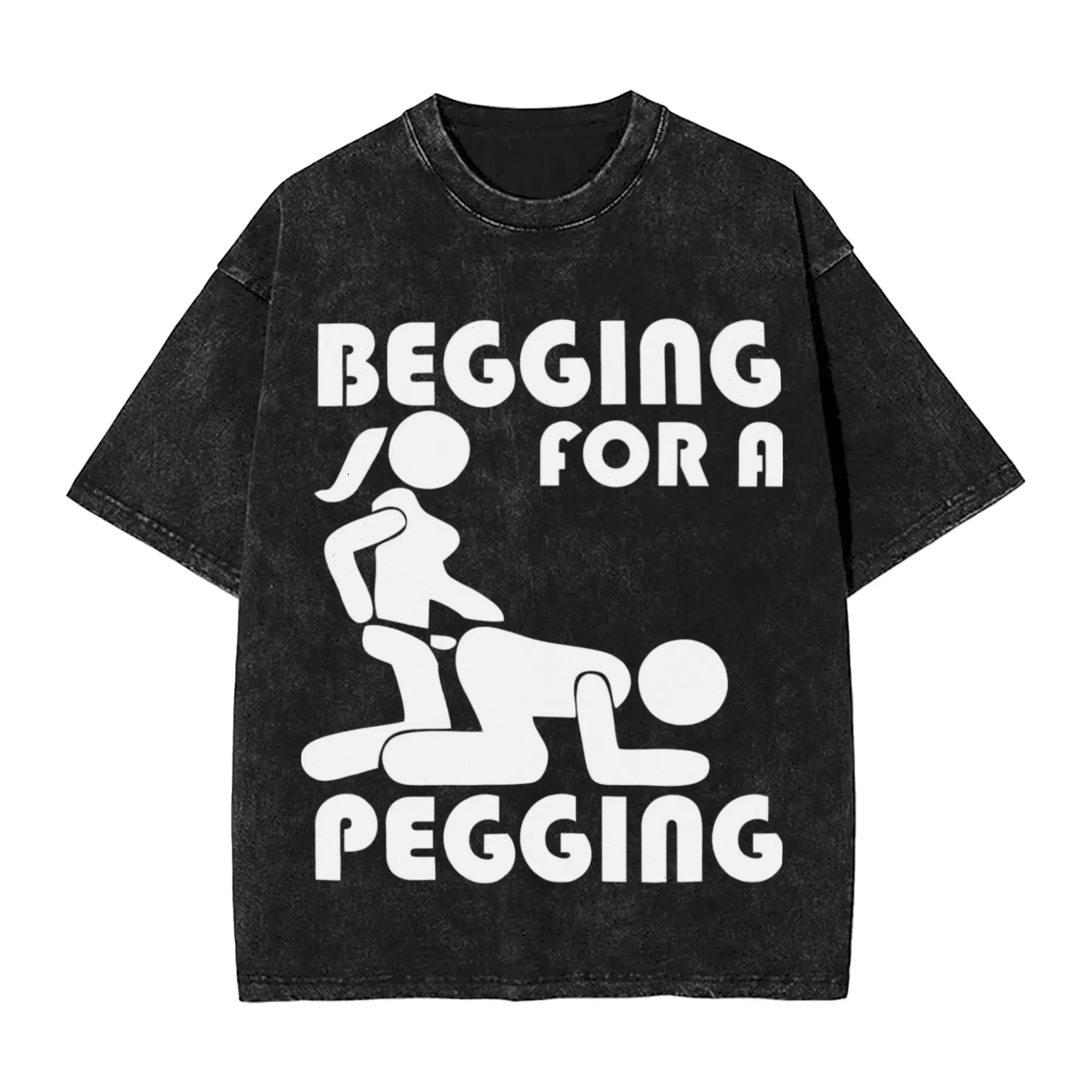 Harajuku Washed Shirts Begging For A Pegging - Sarcastic Humour Merch Novelty T Shirt Oversize  Streetwear Short Sleeve