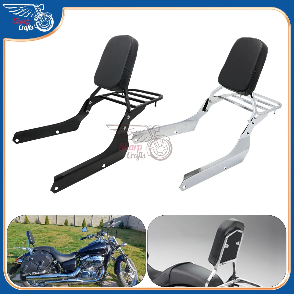 Motorcycle Accessories Backrest Sissy Bar Rear Luggage Rack For Honda Shadow VT750C2 Spirit 2007-2015 VT750C2B Phantom 2010-2018