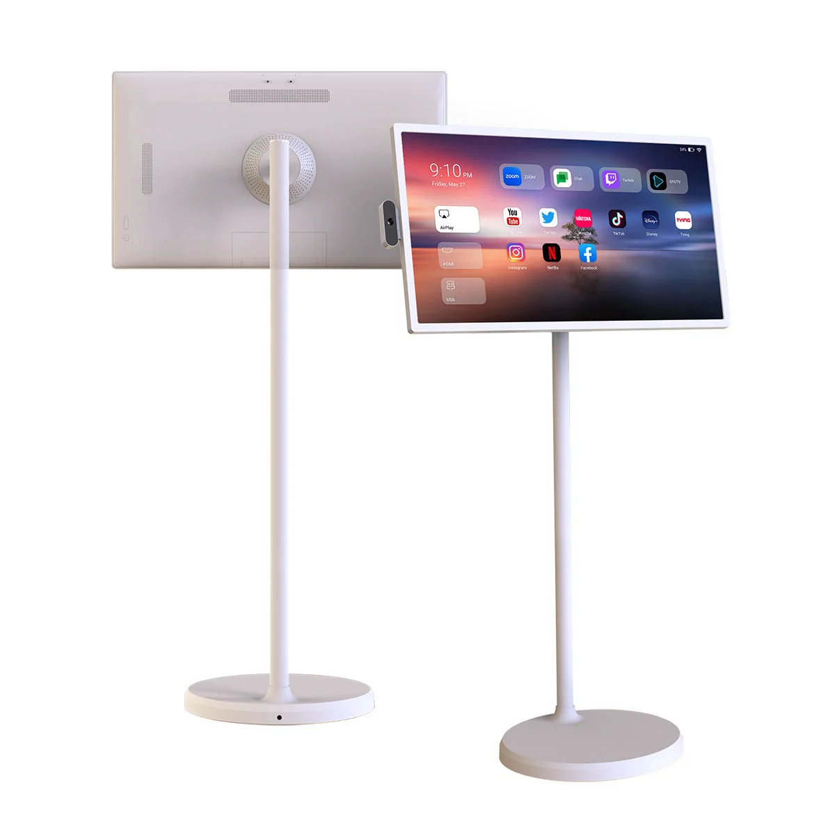 Interactive 27 Inch Moveable Smart Tv Touch Rotatable Display  Portable Mobile Smart Tv