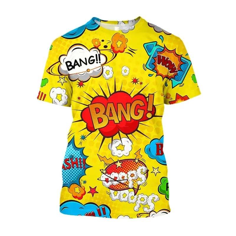 Interesting Cartoon Bombs Explode Graphic T Shirts Men Summer Trend Casual Fashion Hip Hop Street Style Printed Tshirt Clothes