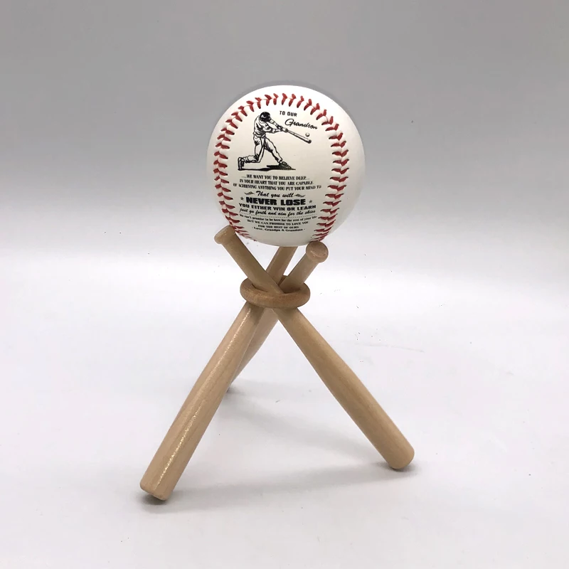 Baseball Bracket Base Ball Holder Mini Solid Wood Baseball Bat Shape Softball Display Display Shelf Golf Tee