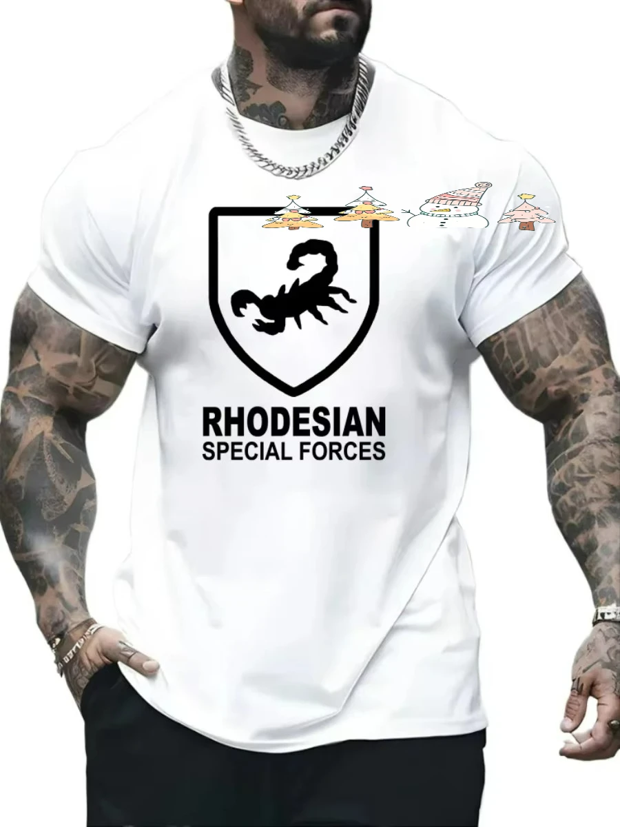Grid Rhodesian Army Special Forces pattern design -100% cotton summer O-neck short sleeve casual printed men's T-shirt.