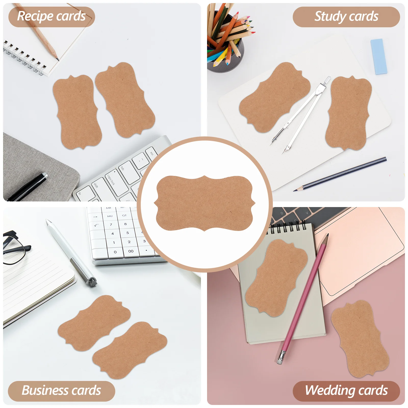100 cartões de papel kraft pequenos versáteis dos pces cantos arredondados para notas de negócios receitas e convites de casamento cartões de visita