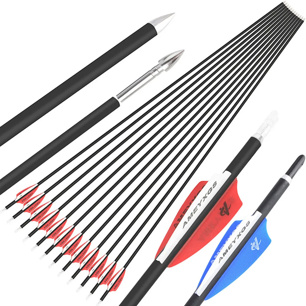 

32 Inch SP1000 Mixed Carbon Arrows Archery ID 4.2mm 62Gr Points Rubber Vanes with Pin Nock Recurve Compound Bow Shooting Target