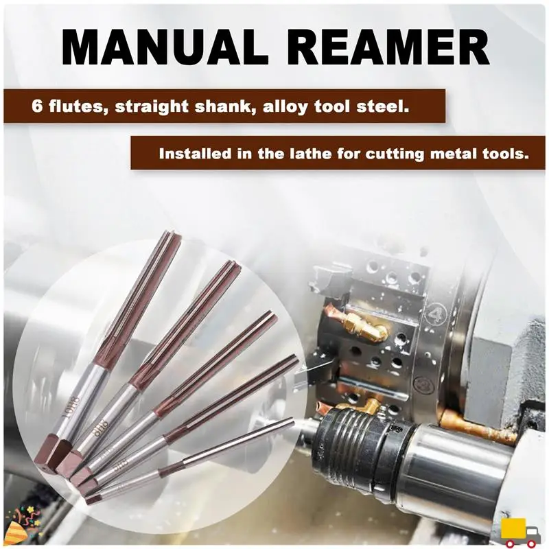 A32HOT-5Pcs Flutes Hand Reamers Set H8 Chucking Straight Shank Hand Reamers Set 4Mm/5Mm/6Mm/8Mm/10Mm