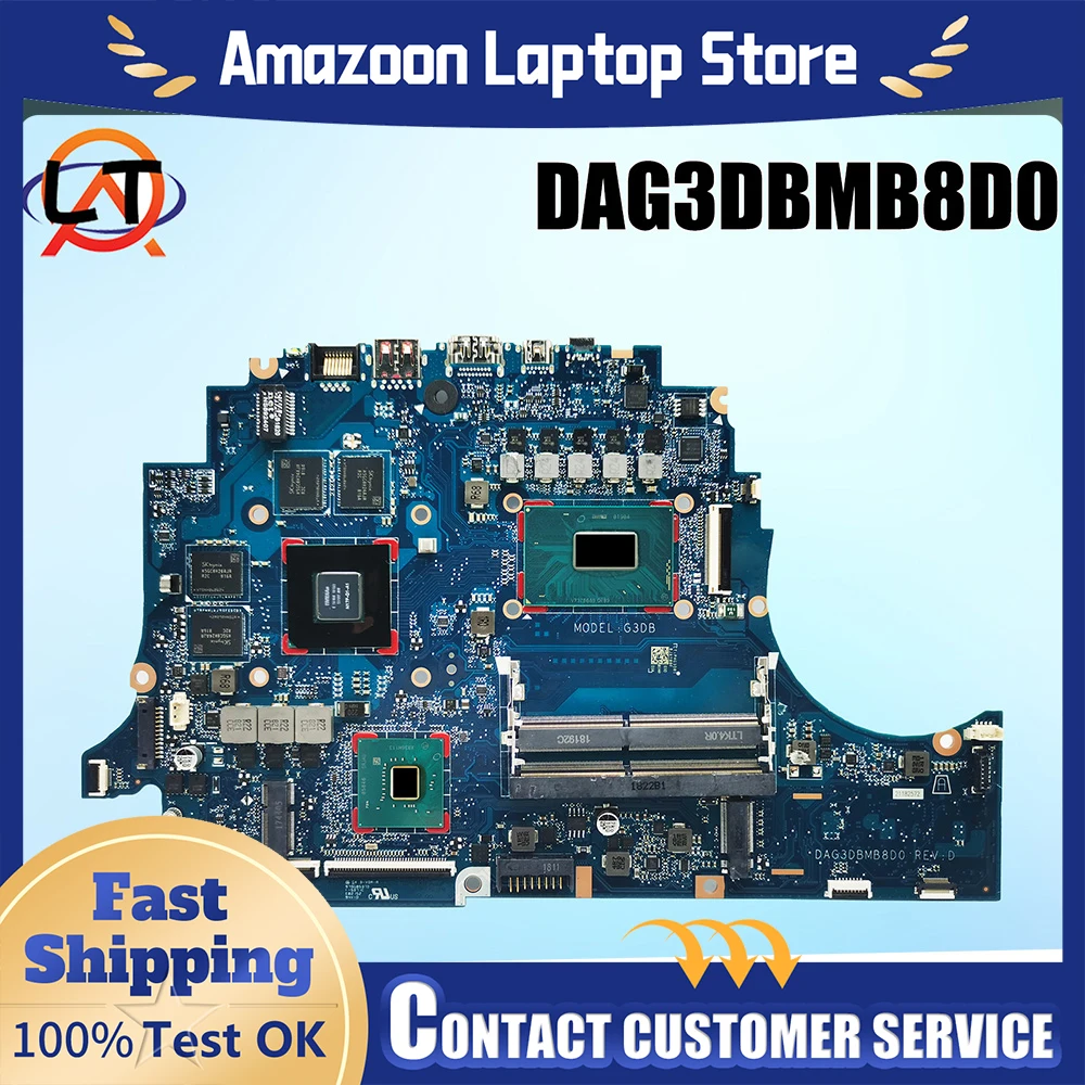 

For HP 15-DC Laptop Motherboard DAG3DBMB8D0 SR3Z0 i5-8300H N17P-G0-A1 GTX1050 4G Mainboard Omen TPN-Q211 Tested OK