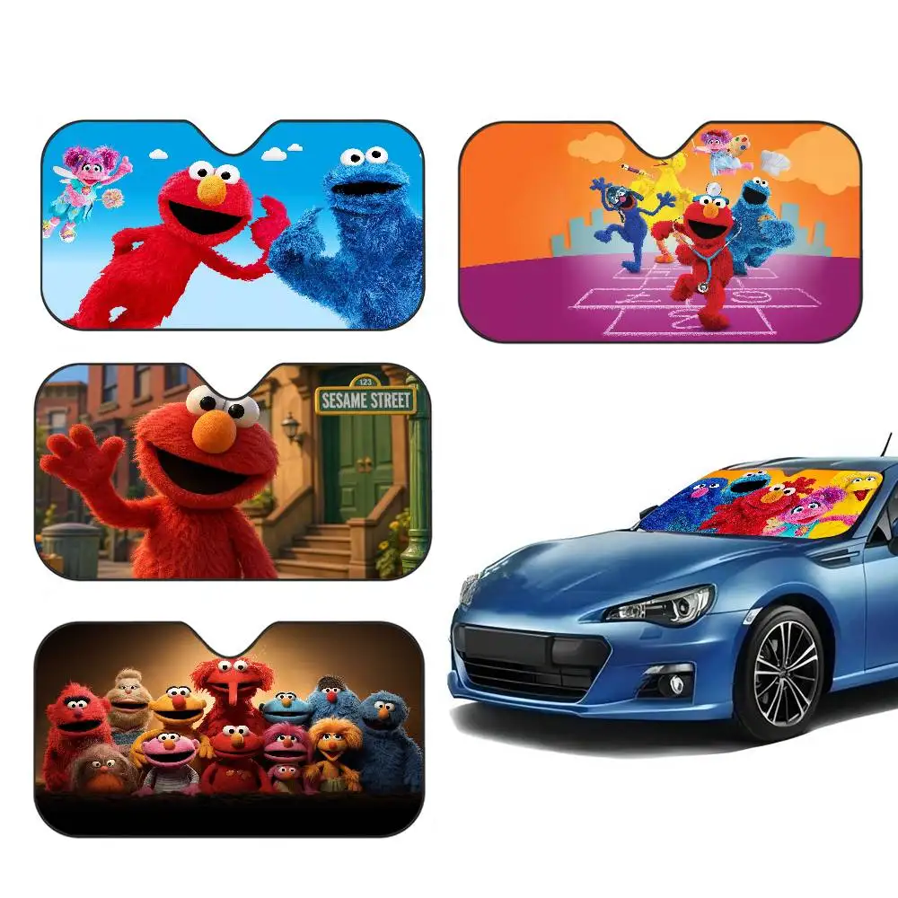 S-Sesame S-Street Theme Car Windshield Funny Sun Shade Foldable UV Ray Sun Visor Protector Sunshade For Front Window