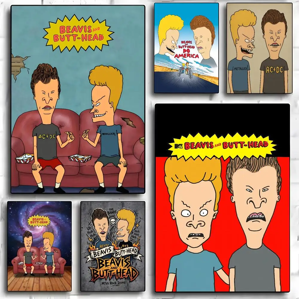 Anime Movie B_Beavis And B_Butthead Poster HD Art Sticky Wall Room Decor Home Waterproof Home Living Bar Aesthetic Decoration