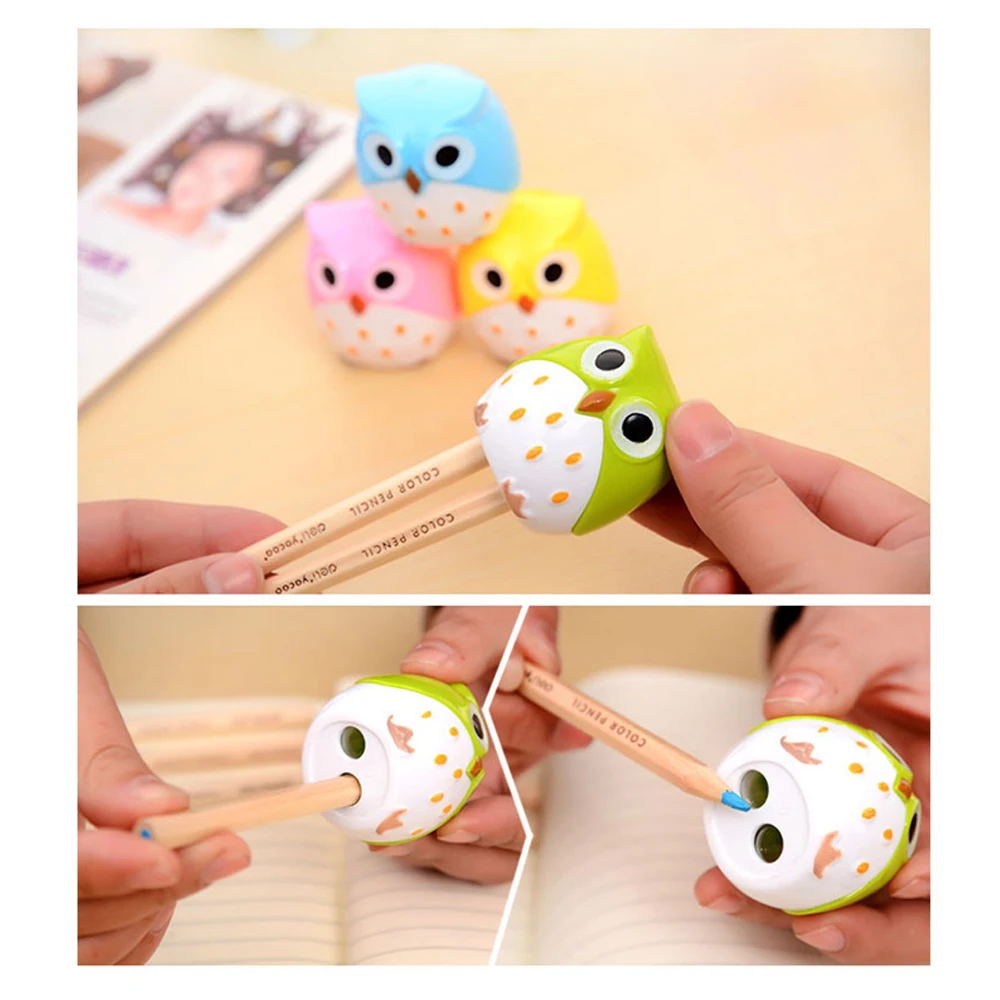 Owl Easy To Use Whimsical Design Perfect For Students Double Hole For Different Pencil Sizes Fun And Practical Double Hole Cute