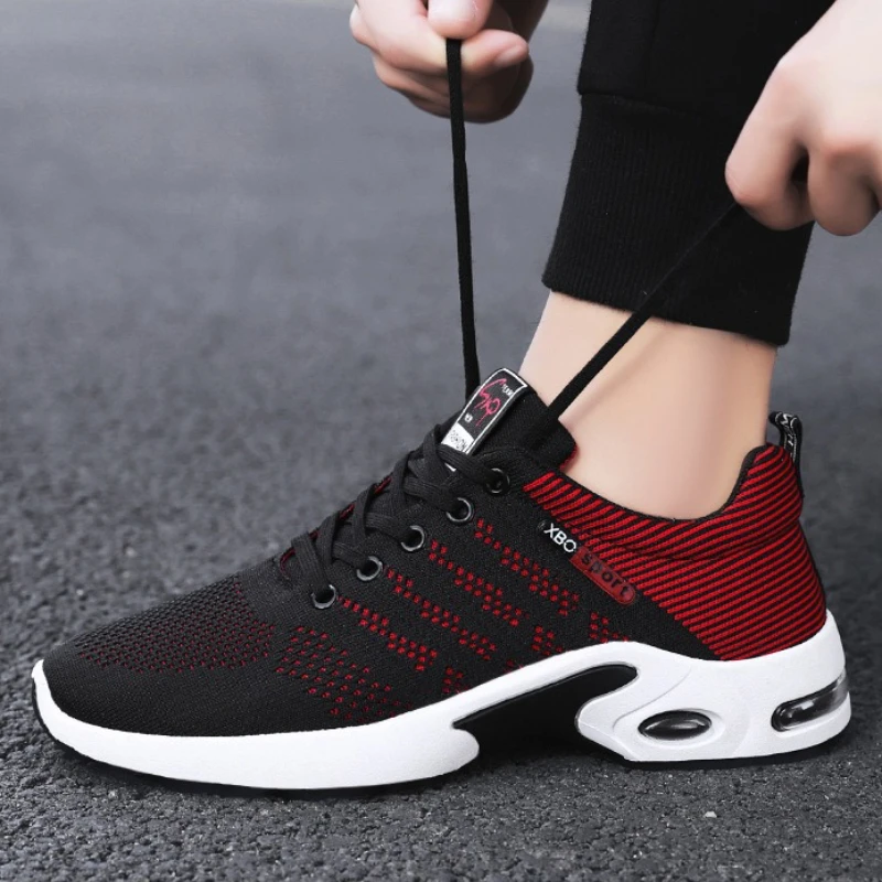 2025 New Men Sneakers Breathable Lace-Up Running Shoes Men Outdoor Walking Shoe Mesh Flying Woven Anti Slip Sports Shoes for Men