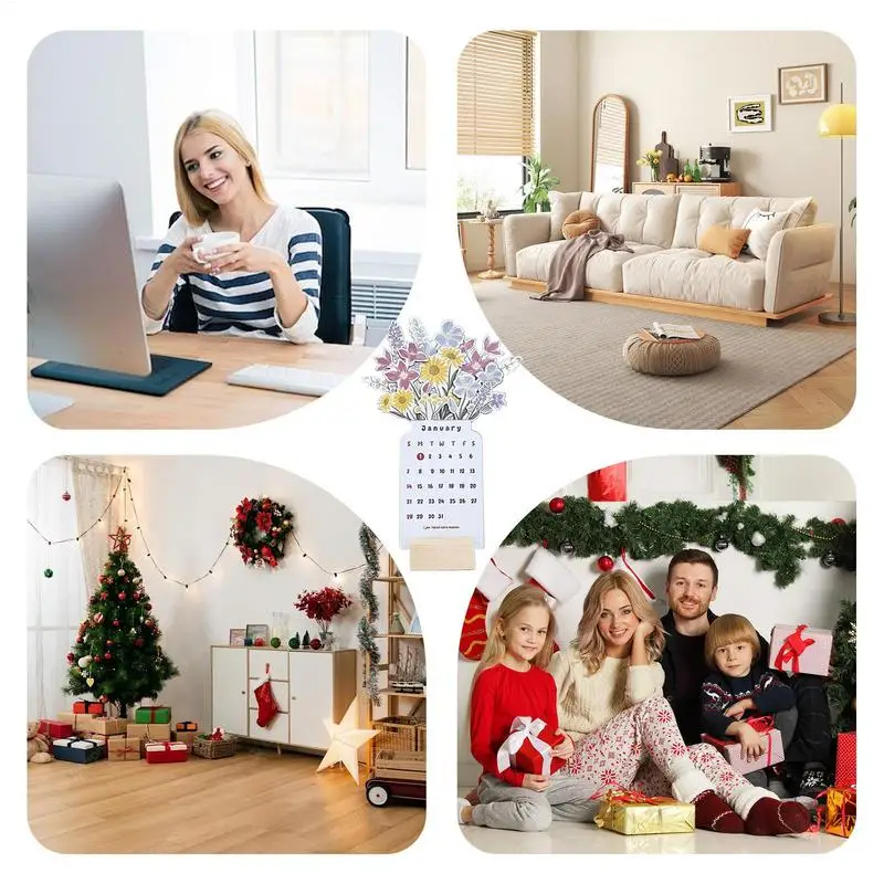 2025 ปฏิทินตั้งโต๊ะดอกไม้ Bloomy ดอกไม้ปฏิทินตั้งโต๊ะตกแต่งการพิมพ์ที่ชัดเจนปฏิทินตั้งโต๊ะรายเดือนสําหรับห้องนั่งเล่นในหอพัก