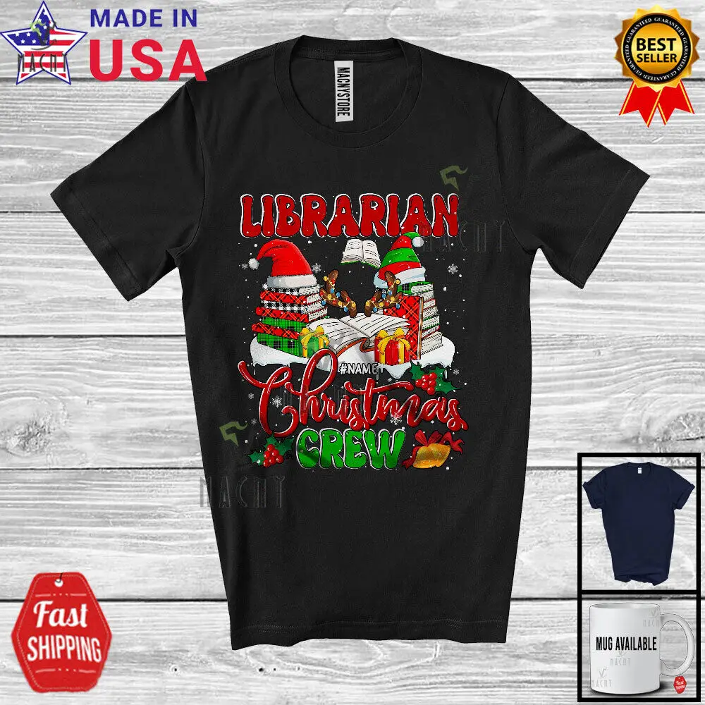 Custom Name Librarian Christmas Crew; Cheerful Plaid Pajama; Careers Jobs Shirt