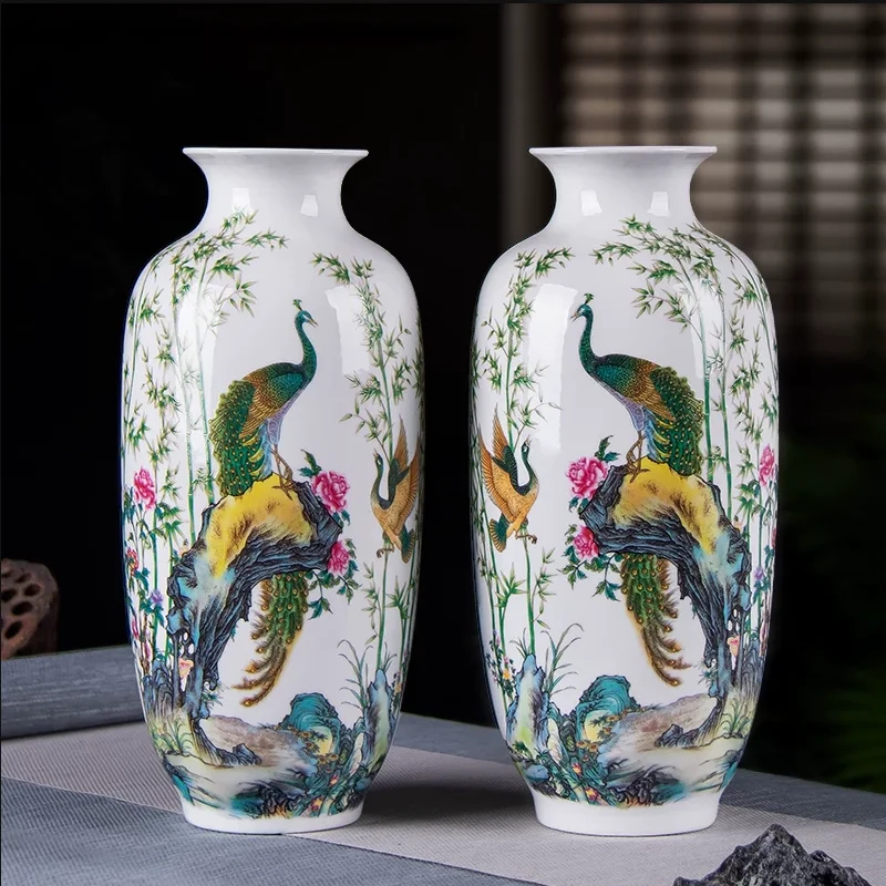 Jingdezhen Ceramic Vase Ornaments, Living Room Flower Arrangement, Antique Home Decor, Light Luxury Decoration Ornaments