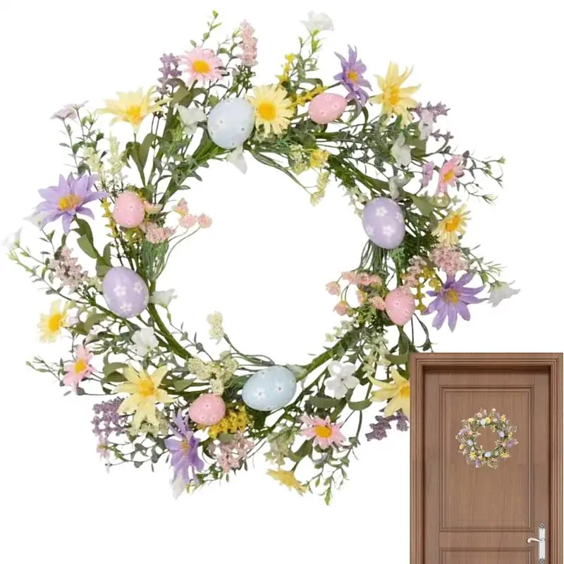 

Spring Wreath With Eggs Artificial Spring Wreath Flower Colorful Egg Easter Wreath Farmhouse Easter Decorations With Mixed Twigs