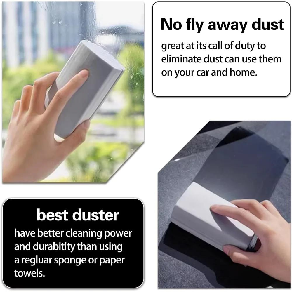 Reusable Sponges for Powder ,Damp Clean Duster Sponge for Cleaning Blinds Glass Mirror  6 PCS of Gray, Yellow, Pink