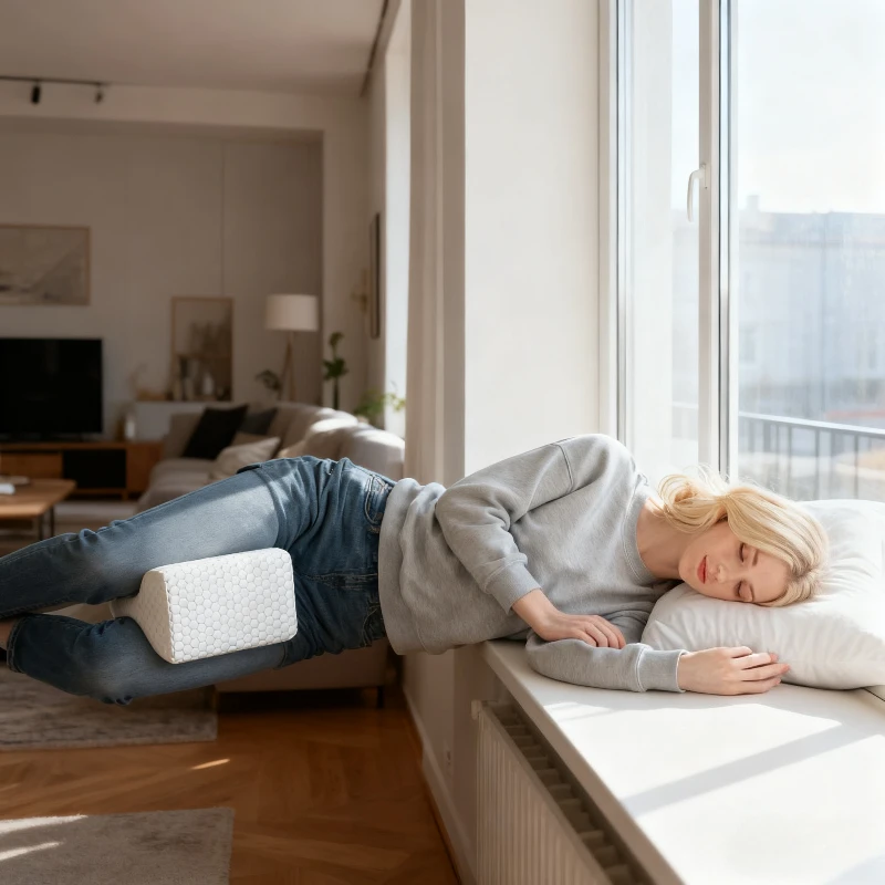 Travesseiro de espuma viscoelástica para joelho e pernas para suporte de dormir, fronha removível e lavável, presente de Natal de Ação de Graças