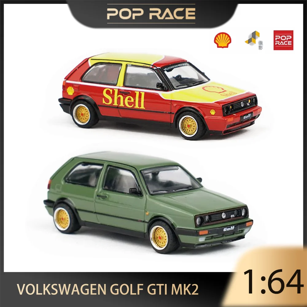 

POPRACE TINY 1:64 Volkswagen Golf GTI Mk2 Shell Racing Coated Alloy Premium Diecast Vehicle Model Collectible Display Piece