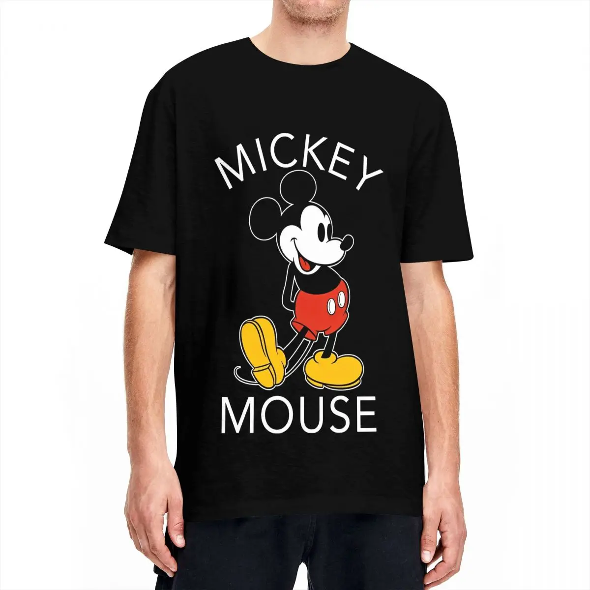 

Mickey Mouse Cartoon Comic T-Shirt Men TV Animation Classic 100% Cotton T Shirts Summer Breathable Popular Tees Big Size Tops