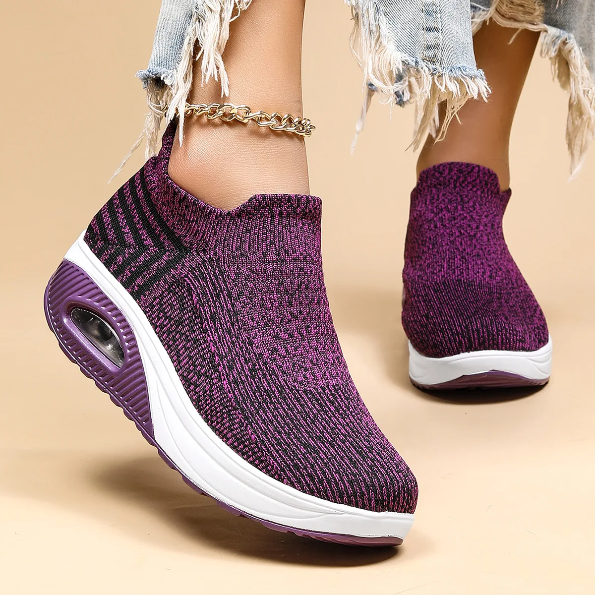 

2026 New Large Size Sports Women's Breathable Fly-woven Socks One Pedal Lazy Sports Casual Mesh Shoes