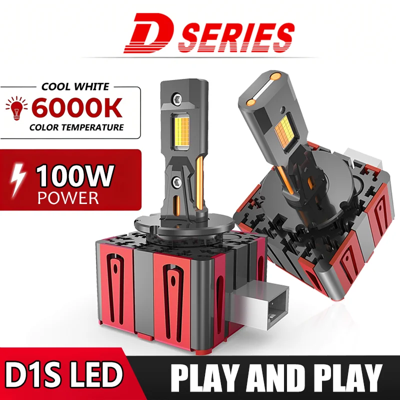 2PCS LED LED Headlights HID D1S D3S D8S 4500k and 6000k switchable wo-sided 56pcs CSP Chip 6500K 4300K Switching Plug&Play 12V