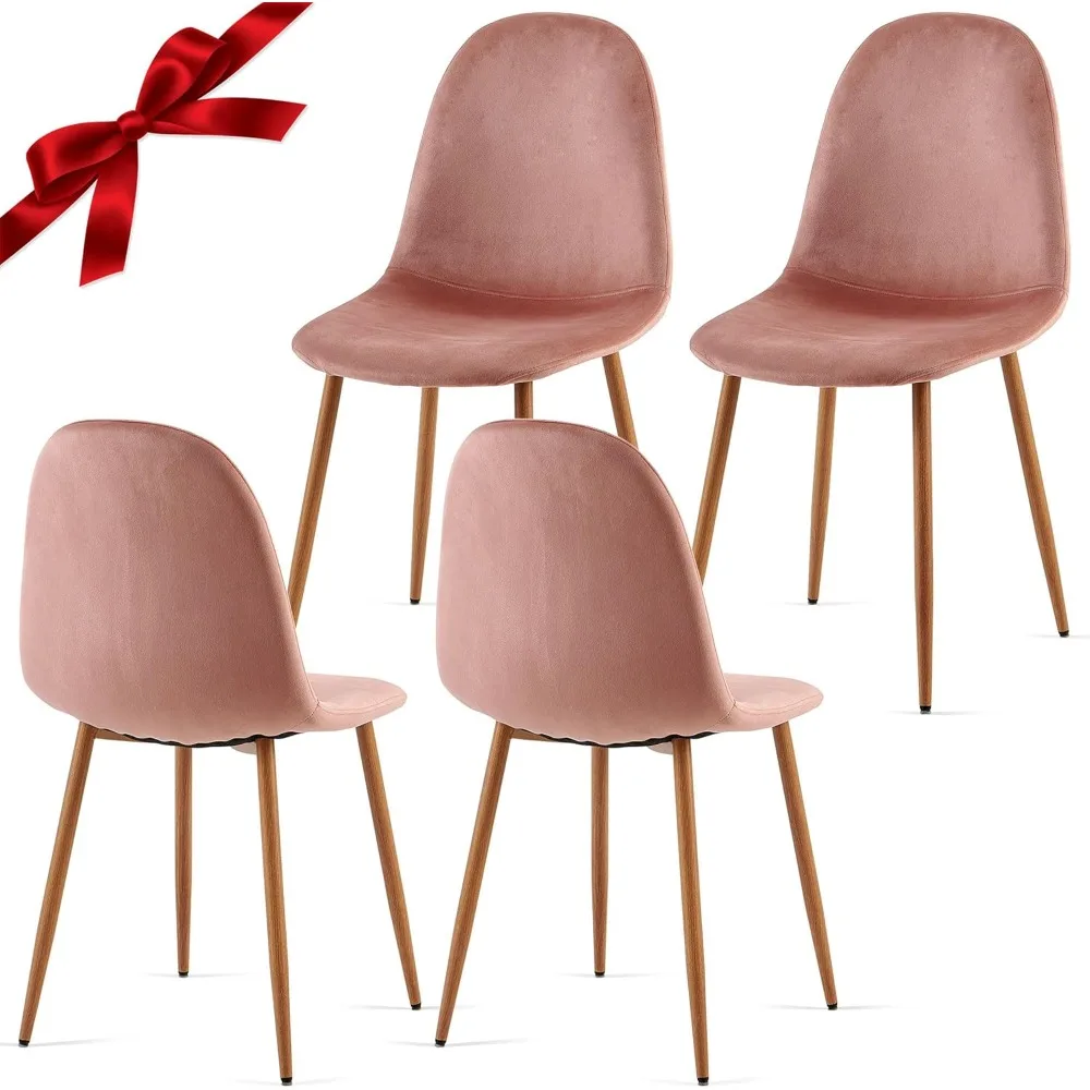 Samt Esszimmers tühle 4er-Set-moderne Sitz gelegenheiten mit Metall beinen zum Wohnen, Schlafzimmer, Restaurant-rosa Stühle für das Esszimmer