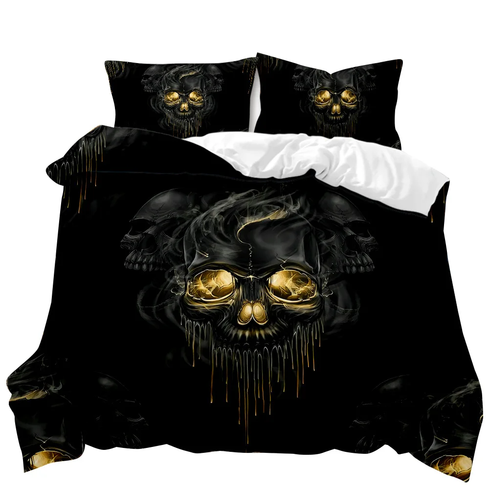 

Horrible Skeleton Skull Duvet Cover - Halloween Gothic Horror Theme