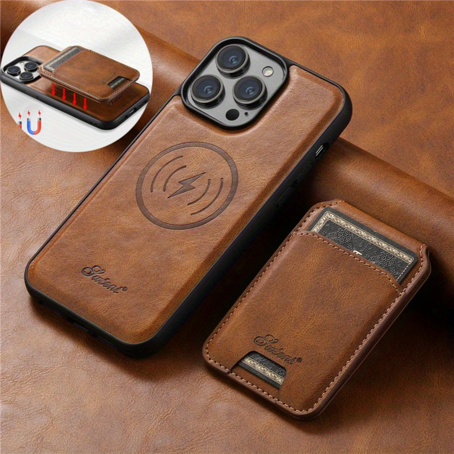 Retro Fashion 2 In 1 Luxury Wallet Leather Phone Case For iPhone 15 Max - Flip Card Holder Cover Iphone  cases