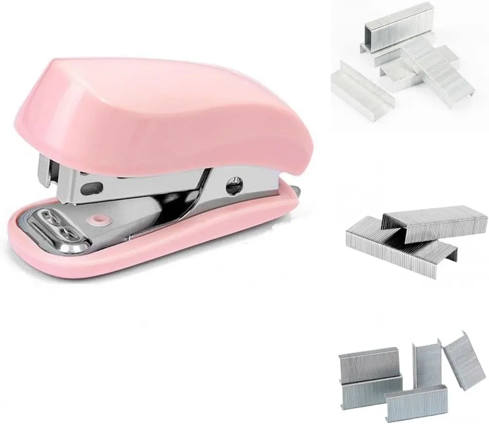 

Mini Stapler with Staples, Small Cute Stapler for Desk, Student or Office Use (Pink)