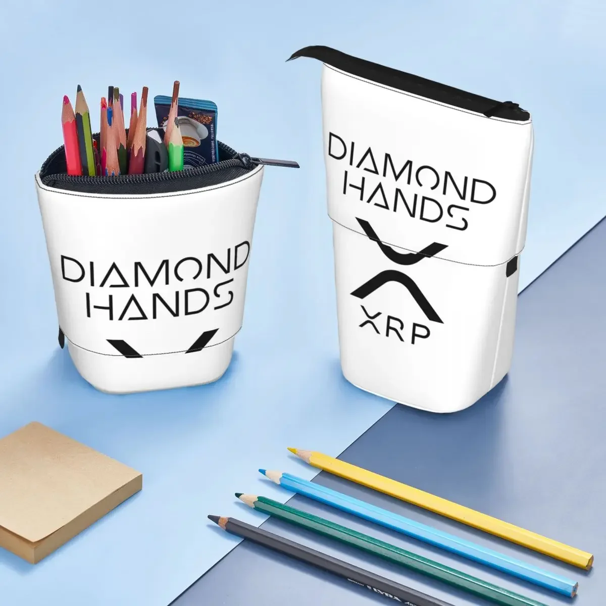 XRP Ripple Crypto Diamond Hands Reversible Pencil Case for Boy Girl School Pen Box Pencil Bag Stationery Supplies Pen Holder Bag