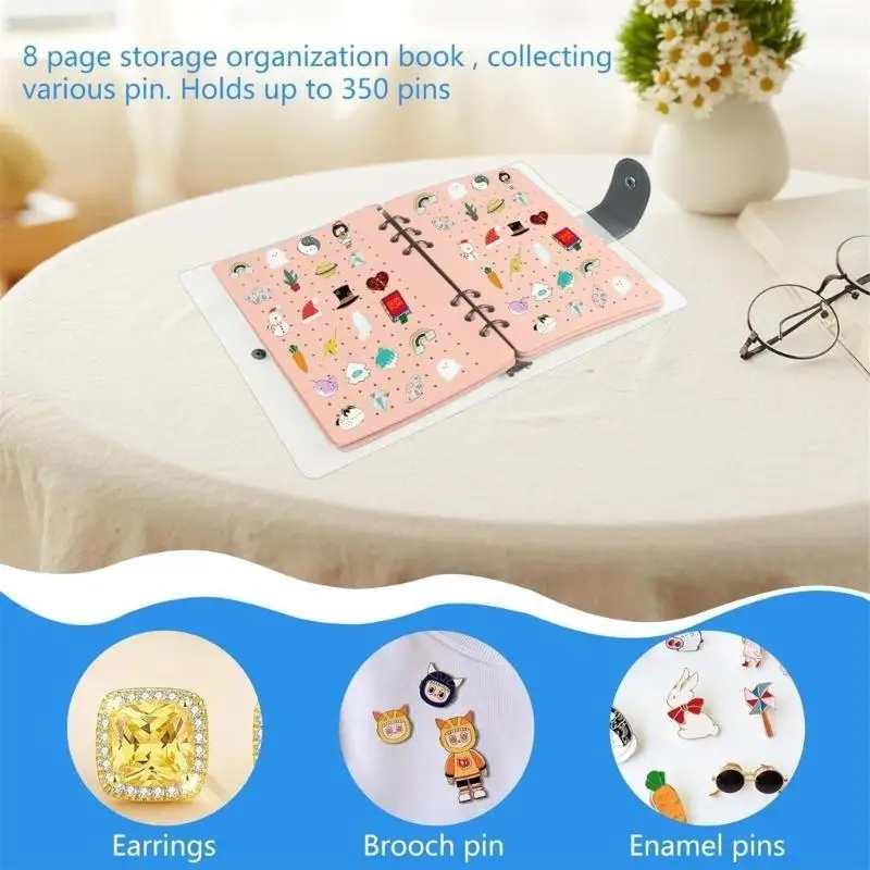 652F Felt Display Book Pins Collection Storage Binder for Brooch Collectors Portable Medals Badge Container