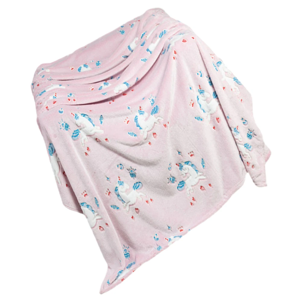 

Cartoon Blanket Infant Receiving Blanket Double Layer Pink Unisex Soft Flannel Travel Home Storage Saving