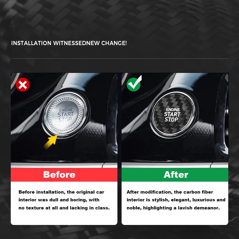 ل Genesis G70 G80 G90 GV70 GV80 ريال الصلب ألياف الكربون ملصق سيارة بدء المحرك وقف غطاء أزرار الكسوة الداخلية