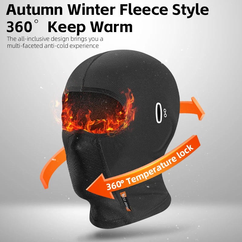 WEST BIKING Winter Motorcycle Fleece Balaclava Mask Men Cycling Caps Ski Running Hiking Hat Bicycle Windproof Thermal Sport Gear