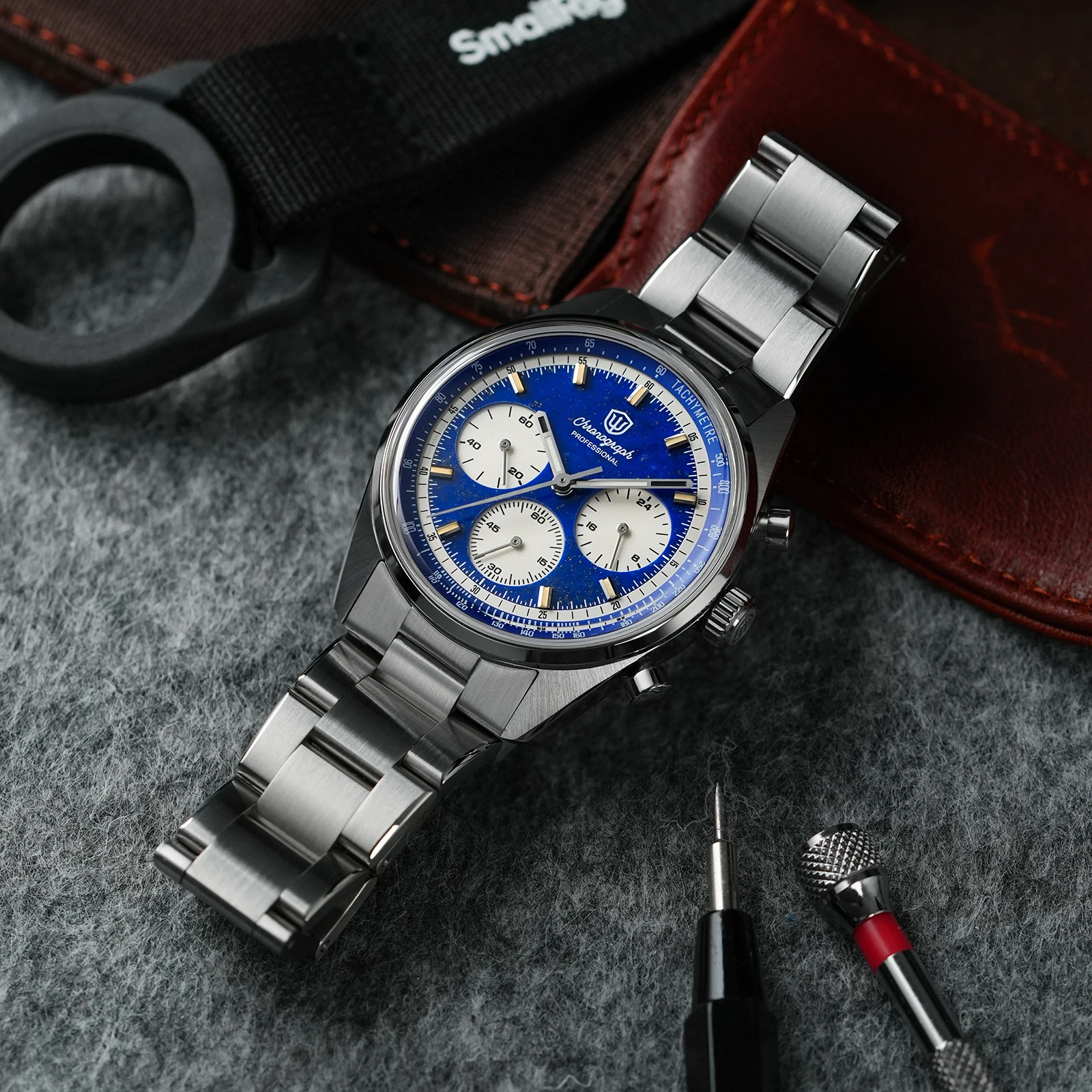Watchdives WD0526 VK63 Quartz Chronograph Watches 10Bar Waterproof Sapphire Stainless Steel Lapis Lazuli Men Mecha Chronograph