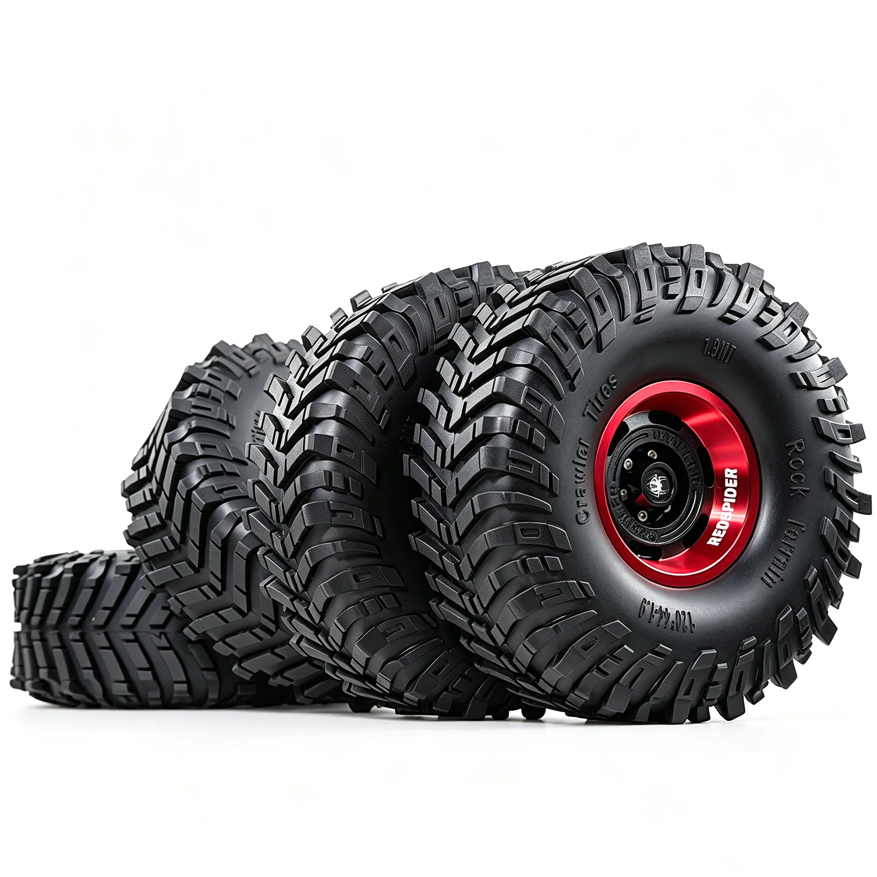 

4PCS 1.9'' Aluminum Alloy Wheel Rim Tires Wheels 120x44mm Hex Adapter 12mm RC Replacement Parts for 1/10 SCX10 Crawler RC Car
