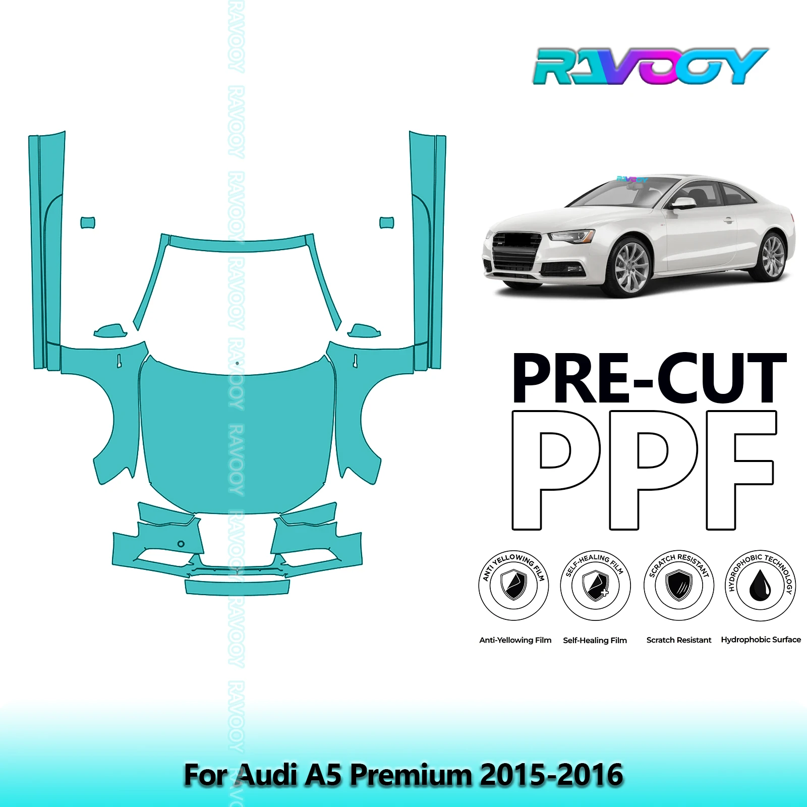 

Front Kit+Rockers Clear Bra Precut PPF Paint Protection Film For Audi A5 Premium 2015-2016