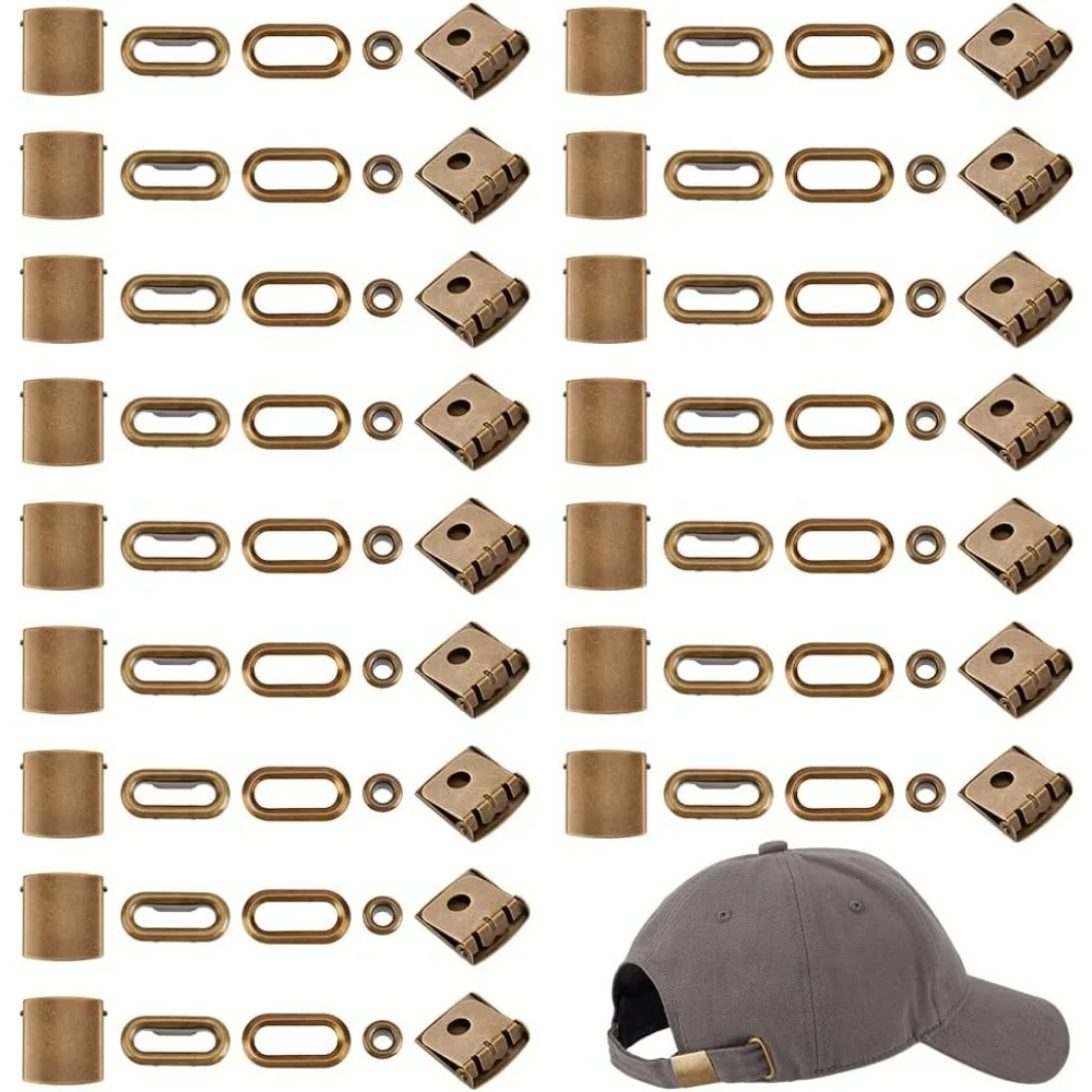 

40 Sets Hat Cap Buckle with Eyelets Iron Cap Buckle Replacement Adjustable Buckles Baseball Cap Clasp