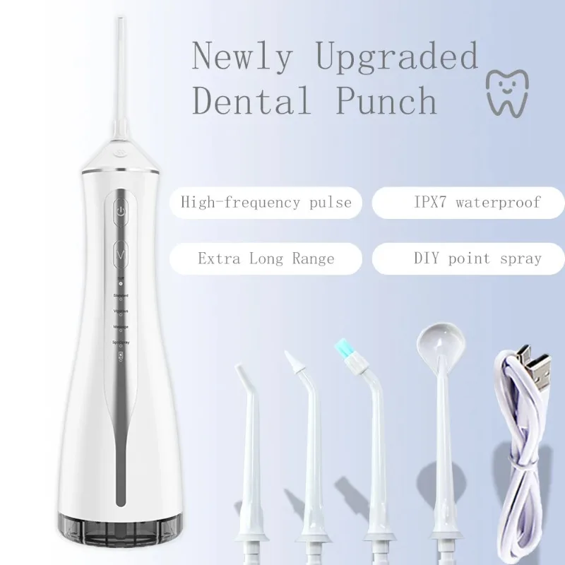 

Dental Oral Irrigator Water Cleaning Teeth 220ML Water Flosser USB Rechargeable Waterproof Jet Floss Tooth Pulse Flushing Device